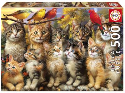 Opakowanie Puzzle 500 Kocięta i Ptaki 113395