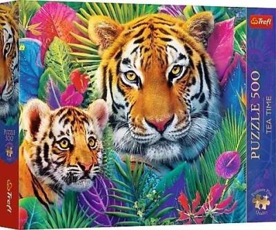 Opakowanie Puzzle 500 Tea Time Tygrysy w dżungli TREFL