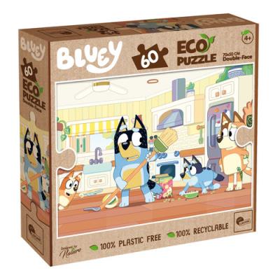 Puzzle 60 Bluey Eko dwustronne. Wydawca: Lisciani. SmakLiter.pl Opakowanie Puzzle 60 Bluey Eko dwustronne