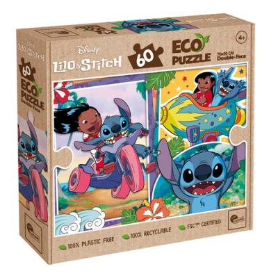 Puzzle 60 Stitch Eko dwustronne. Wydawca: Lisciani. SmakLiter.pl Opakowanie Puzzle 60 Stitch Eko dwustronne