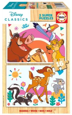 Opakowanie Puzzle drewniane 2x16 Król Lew Bambi