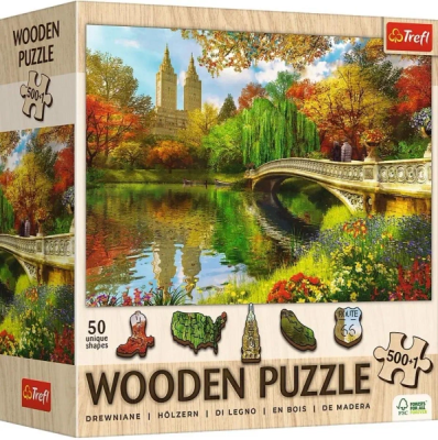 Puzzle drewniane 500+1 Central Park Manhattan. Wydawca: Trefl. SmakLiter.pl Opakowanie Puzzle drewniane 500+1 Central Park Manhattan