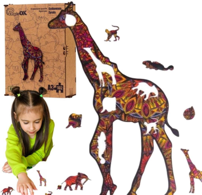 Opakowanie Puzzle drewniane eko 102 Cętkowana żyrafa A3