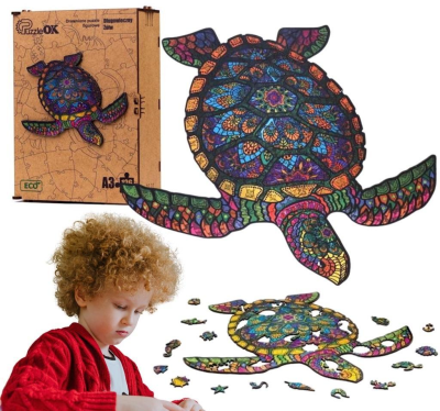 Opakowanie Puzzle drewniane eko 126 Długowieczny żółw A3