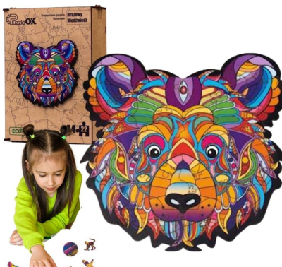 Opakowanie Puzzle drewniane eko 22 Brązowy niedźwiedź A4