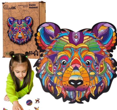 Opakowanie Puzzle drewniane eko 39 Brązowy niedźwiedź A3