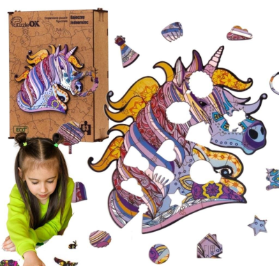 Opakowanie Puzzle drewniane eko 63 Bajeczny jednorożec A4