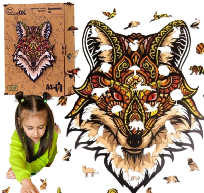 Opakowanie Puzzle drewniane eko 70 Zaczarowany lis A4
