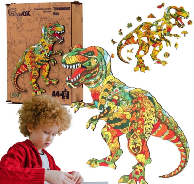 Opakowanie Puzzle drewniane eko 72 Tyranozaur rex A4