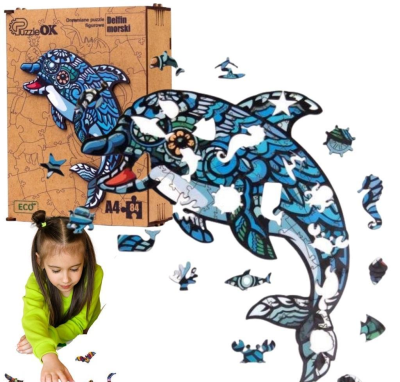 Opakowanie Puzzle drewniane eko 84 Delfin A4
