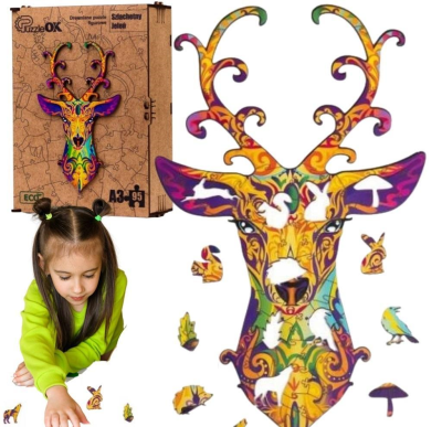 Opakowanie Puzzle drewniane eko 95 Szlachetny jeleń A3