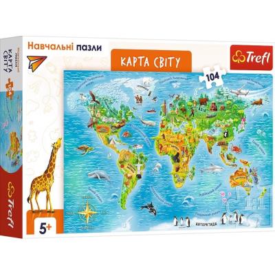 Opakowanie Puzzle edukacyjne 104 Mapa świata UA TREFL