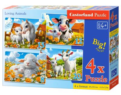 Opakowanie Puzzle x 4 Kontur Loving Animals CASTOR