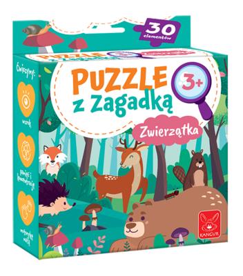Puzzle z Zagadką Zwierzątka 3+. Wydawca: Kangur. SmakLiter.pl Opakowanie Puzzle z Zagadką Zwierzątka 3+