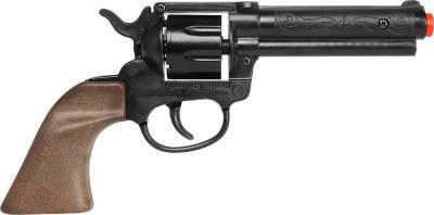 Rewolwer zabawkowy 8 strzałowy na kapiszony. Wydawca: Gonher. SmakLiter.pl Opakowanie Rewolwer zabawkowy 8 strzałowy na kapiszony