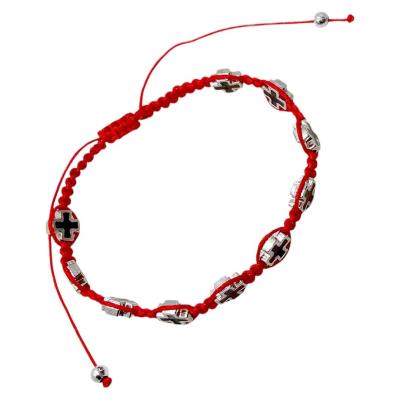 Opakowanie Różaniec 10-tka sznurek czerwony z krzyżykami