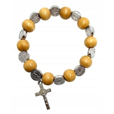 Opakowanie Różaniec Benedykt krzyż beż na gumce