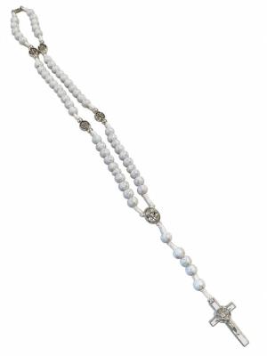 Opakowanie Różaniec biały Ziemia Święta 6mm 40cm