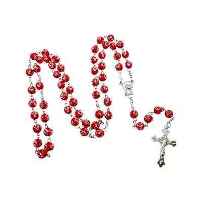 Opakowanie Różaniec czerwony krzyżyki