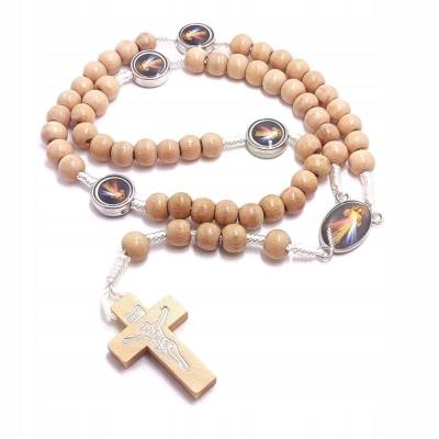 Opakowanie Różaniec drewniany beżowy - Jezu ufam Tobie