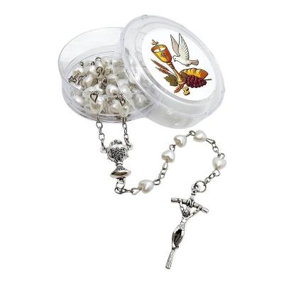 Opakowanie Różaniec komunijny biały serduszko z pudełkiem