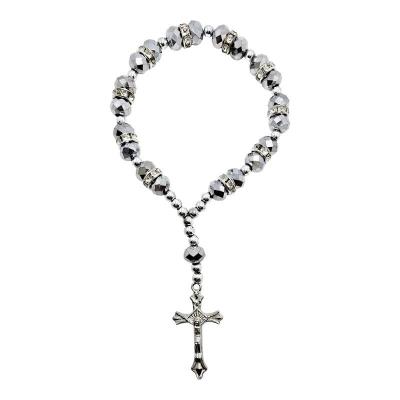 Opakowanie Różaniec kryształ srebrny z krzyżykiem