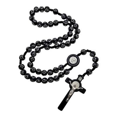 Opakowanie Różaniec paciorek z krzyżykami czarny