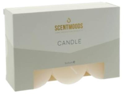 Rustykalna świeca w kolorze Ivory 5x5cm 6szt. Wydawca: ScentMoods. SmakLiter.pl Opakowanie Rustykalna świeca w kolorze Ivory 5x5cm 6szt