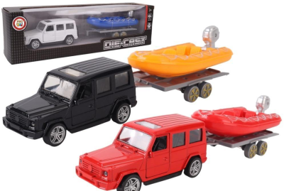 Opakowanie Samochód z łodzią pontonową na przyczepie mix