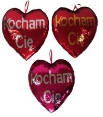 Opakowanie Serce cekinowe Kocham Cię 30cm MIX