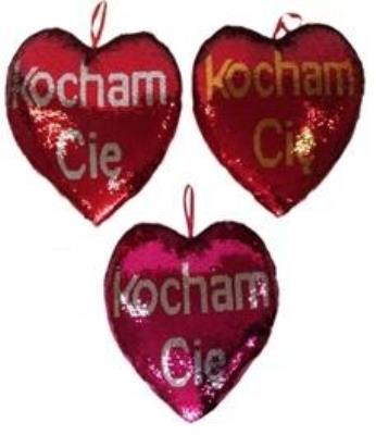 Opakowanie Serce cekinowe Kocham Cię 45cm MIX