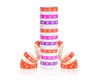 Opakowanie Serpentyna Groszki i paski różowo-czerwone 18p/4m