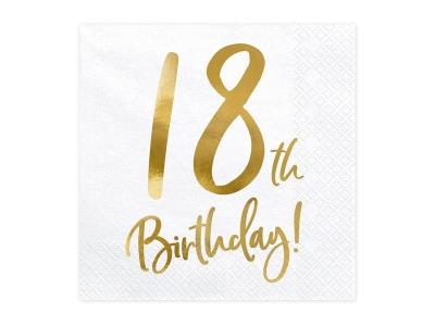 Opakowanie Serwetki 18th Birthday biały 33x33cm 20szt