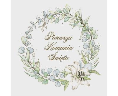 Opakowanie Serwetki Komunia wieniec z eukaliptusa 33x33cm 20s