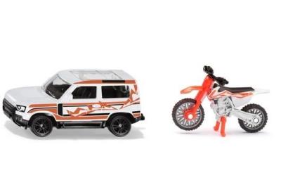 Opakowanie Siku Orange - Land Rover Defender z motocyklem KTM