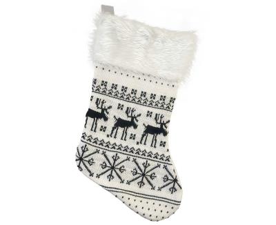 Opakowanie Skarpeta świąteczna biała w renifery 41x22cm