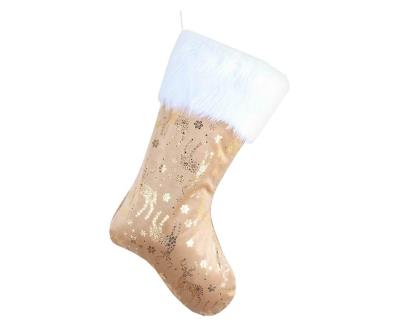 Opakowanie Skarpeta świąteczna w złote renifery 49x22cm