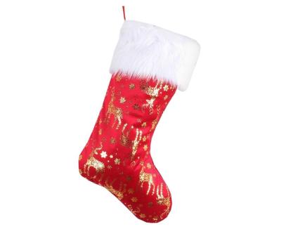 Opakowanie Skarpeta świąteczna w złote renifery 49x22cm