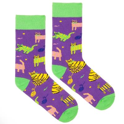 Opakowanie Skarpetki bawełna organiczna koty fioletowe 36-41