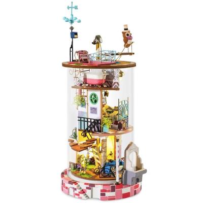 Opakowanie Składany Model LED w Akrylowej Tubie - Kwiecisty Dom