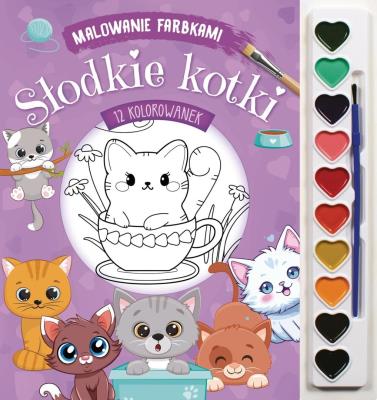 Słodkie kotki. Malowanie farbkami. Autor: Izabella Sieńko-Holewa. SmakLiter.pl Okładka książki Słodkie kotki. Malowanie farbkami