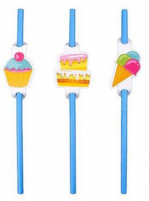 Opakowanie Słomki niebieskie 20cm 6szt PARTY GO