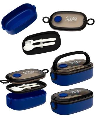 Opakowanie Śniadaniówka Aqua Pure + sztućce blue/black ASTRA