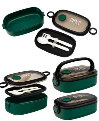 Opakowanie Śniadaniówka Aqua Pure + sztućce green/black ASTRA