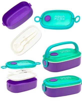 Opakowanie Śniadaniówka Aqua Pure + sztućce mint/lila ASTRA