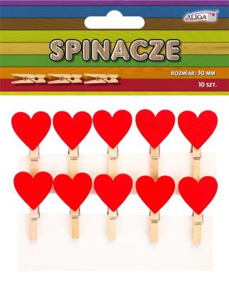 Opakowanie Spinacze drewniane serca 3cm 10szt