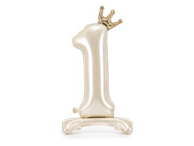 Opakowanie Stojący balon foliowy cyfra 1 84cm jasny krem
