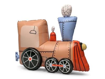 Opakowanie Stojący balon foliowy Pociąg brązowy 76x72cm
