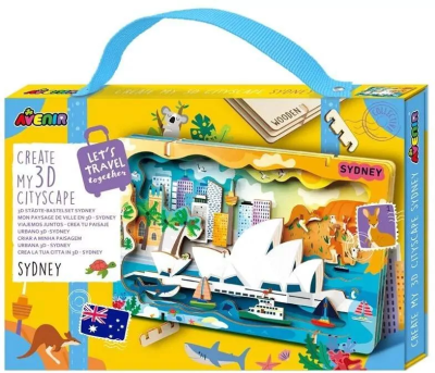 Stwórz pejzaż miejski Sydney - puzzle drewniane 3D. Wydawca: AVENIR. SmakLiter.pl Opakowanie Stwórz pejzaż miejski Sydney - puzzle drewniane 3D