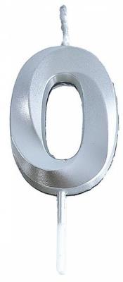 Opakowanie Świeczka 0 srebrna 4,8cm PARTY GO